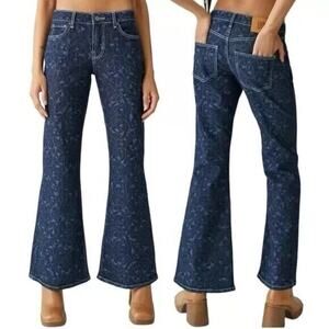 Urban Outfitters 31 BDG Low Rise Flare Jeans Dark Wash Swirl Print Cowgirl Rodeo